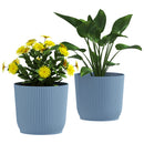 Outsunny Set Of 2 Round Plant Pots Outdoor 22cm For Garden, White