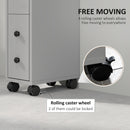 kleankin Slim Bathroom Storage with 2 Drawers, 2 Open and Wheels, Grey