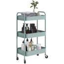 HOMCOM 3 Tier Rolling Utility Cart With 3 Mesh Basket, Pink