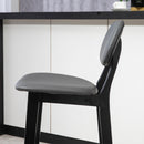 HOMCOM Breakfast Bar Stools Set Of 2 With PU Leather Cover, Wood Legs, Dark Grey