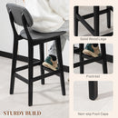 HOMCOM Breakfast Bar Stools Set Of 2 With PU Leather Cover, Wood Legs, Dark Grey