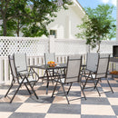 Outsunny 7 PCs Garden Dining Set, Folding Chairs And Metal Top Table