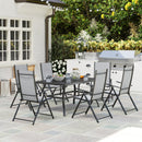 Outsunny 7 PCs Garden Dining Set, Folding Chairs And Metal Top Table