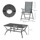 Outsunny 7 PCs Garden Dining Set, Folding Chairs And Metal Top Table