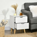 HOMCOM Bedside Table with Drawer, Side Table with Pine Wood Legs, White