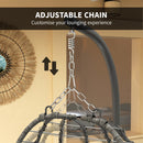 Outsunny Rattan Hanging Egg Chair w/ Stand, Cushion, Headrest