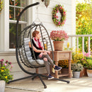 Outsunny Rattan Hanging Egg Chair w/ Stand, Cushion, Headrest