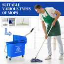 HOMCOM 20L Mop Bucket With Wringer Handle On Wheels For Floor Cleaning Blue