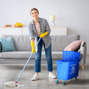 HOMCOM 20L Mop Bucket With Wringer Handle On Wheels For Floor Cleaning Blue