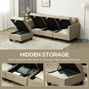 HOMCOM Convertible Modular Sectional Sofa W/ Storage Wood Frame Light Brown