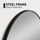 HOMCOM Round Bathroom Mirror, Modern Wall Mirror With Steel Frame, Black