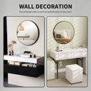 HOMCOM Round Bathroom Mirror, Modern Wall Mirror With Steel Frame, Black