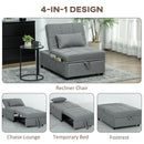 HOMCOM 4-in-1 Pull Out Sleeper Chair Bed with Pockets