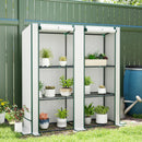Outsunny 3 Tier Lean-to Mini Greenhouse With Hemmed Edging, White