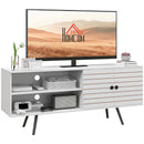 HOMCOM White TV Unit For 65 Inch TVs With 2 Open Shelves, Door And 2 Cable Holes