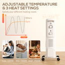 11 Fin Portable Oil Filled Radiator, Electric Heater With Safety Cut Off, White