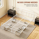 HOMCOM 4ft Metal Double Platform Bed Frame W/ Underbed Storage Headboard White/Black