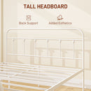 HOMCOM 4ft Metal Double Platform Bed Frame W/ Underbed Storage Headboard White/Black