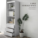 HOMCOM 180cm Tall Bookshelf Free Standing Storage Shelf Unit With Storage White And Oak