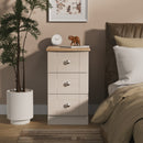 Tutbury Ready Assembled 3 Drawer Bedside Cabinet in Kashmir Ash & Bardolino Oak