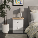 Tutbury Ready Assembled 2 Drawer Bedside Cabinet in White Ash & Bardolino Oak