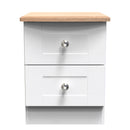 Tutbury Ready Assembled 2 Drawer Bedside Cabinet in White Ash & Bardolino Oak