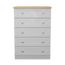 Tutbury Ready Assembled 5 Drawer Chest in Grey Ash & Bardolino Oak