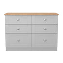 Tutbury Ready Assembled 6 Drawer Wide Chest in Grey Ash & Bardolino Oak