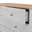 Tutbury Ready Assembled 6 Drawer Wide Chest in Grey Ash & Bardolino Oak