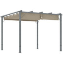 Outsunny 3 X 3(m) Aluminium Garden Pergola With Retractable Roof, Natural