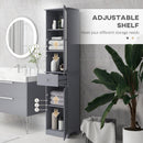 Kleankin Storage Cabinet Organizer Tower With Shelves & Drawer, Grey