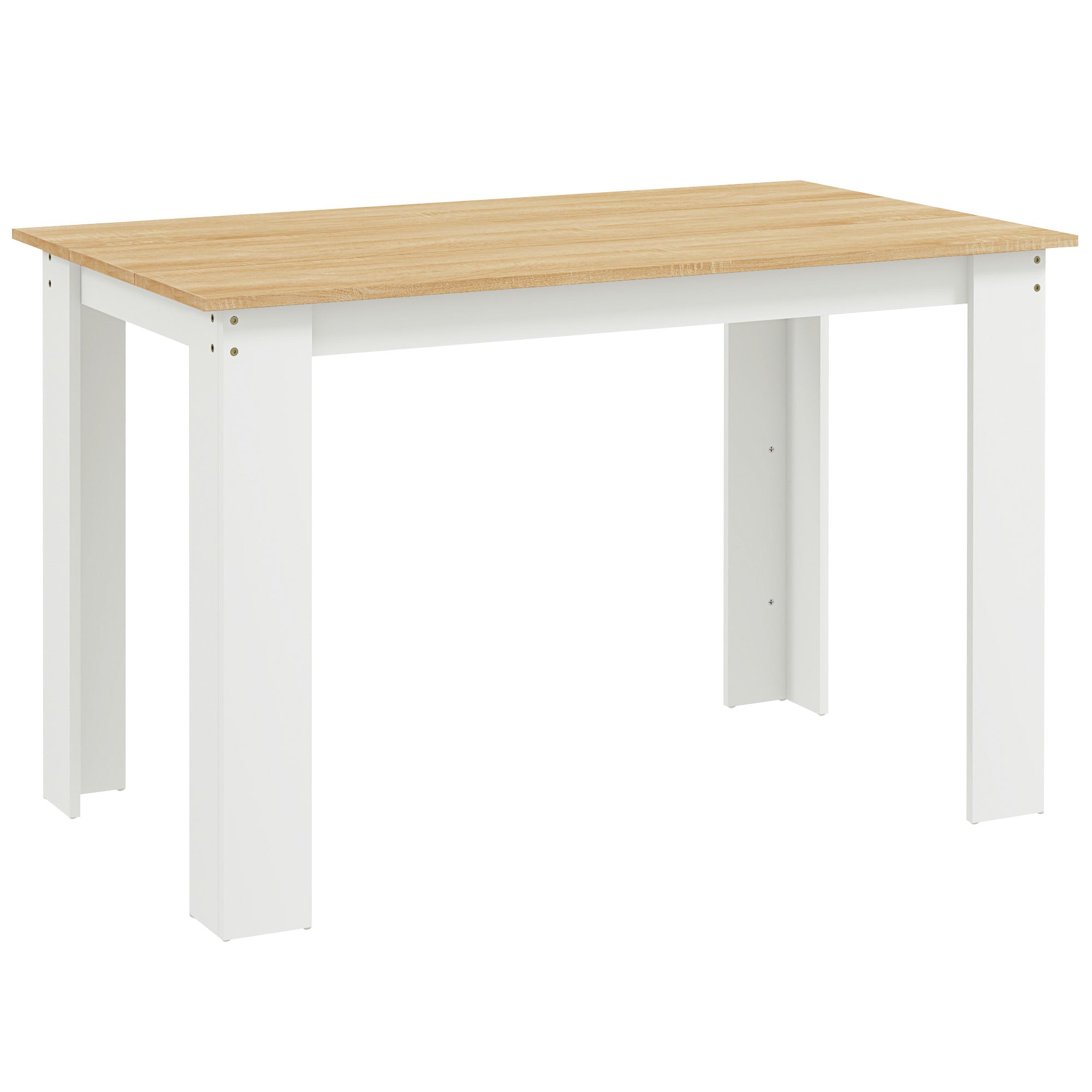 HOMCOM Dining Table For 4-6 People, Wood Effect Tabletop, Oak & White