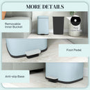 HOMCOM 20L Kitchen Pedal Bin, Metal Rubbish Bin With Soft-close Lid