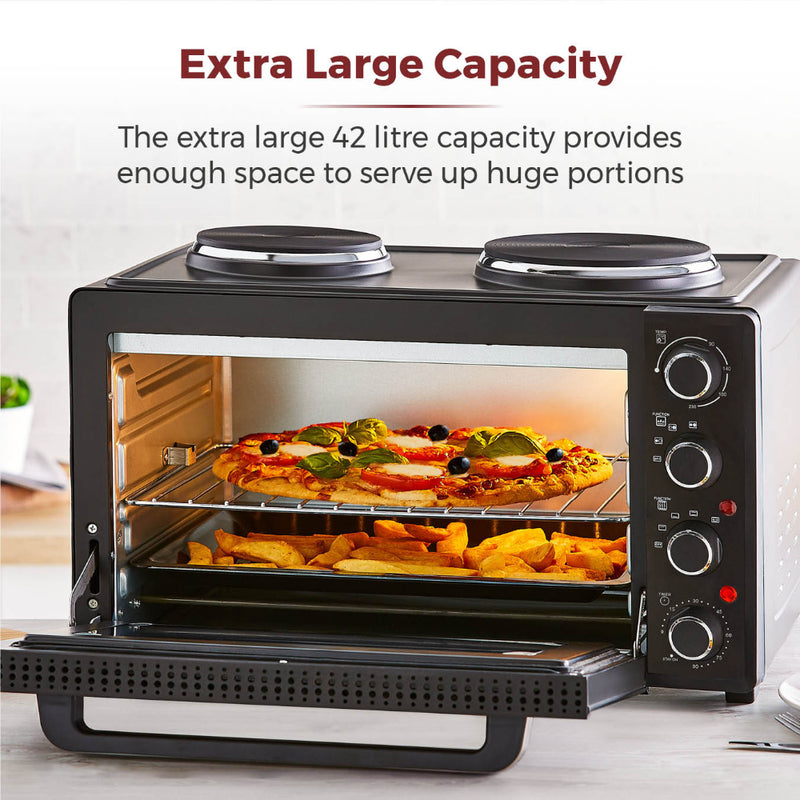 Tower Mini Oven with Hot Plates 42L  - Black
