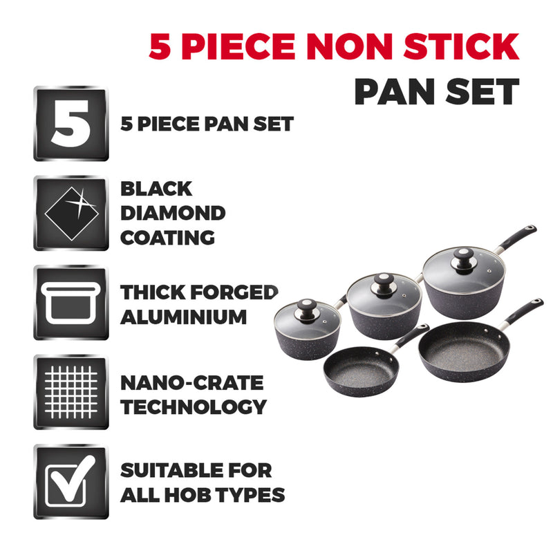 Tower Precision 5 Piece Pan Set  - Black