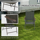 Outsunny Folding Chairs Set W/ Armrest, Breathable Mesh Fabric Seat - Grey/Brown