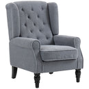 HOMCOM Accent Chair Wingback Armchair Retro Tufted Club Wood Fabric