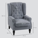 HOMCOM Accent Chair Wingback Armchair Retro Tufted Club Wood Fabric