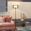 HOMCOM Modern Standing Lamp with Double Layer Shade & Foot Switch, Black