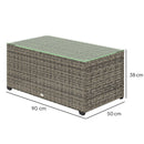 Outsunny Outdoor Coffee Table, Glass Top Rattan Side Table