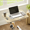 HOMCOM Natural Standing Desk Mobile Overbed Table W/ Wheels For Home Office