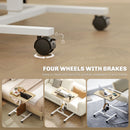 HOMCOM Natural Standing Desk Mobile Overbed Table W/ Wheels For Home Office