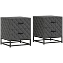 HOMCOM Bedside Table Set of 2, Nightstand with 2 Drawers, Steel Legs