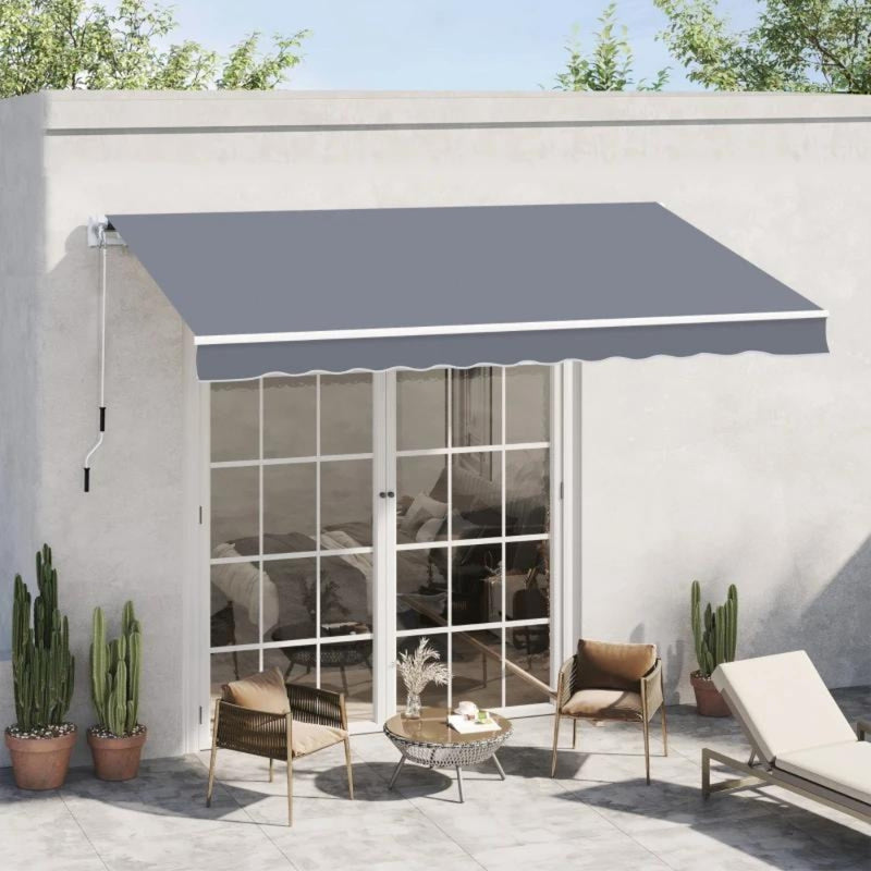Outsunny Garden Sun Shade Canopy Retractable Awning 4 x 3m - Grey