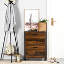 HOMCOM 2 Flip Door Shoe Cabinet With Divider For Entryway Rustic Brown