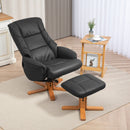 HOMCOM Recliner Armchair with Wood Base, Upholstered Reclining Chair
