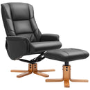 HOMCOM Recliner Armchair with Wood Base, Upholstered Reclining Chair