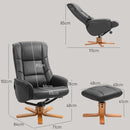 HOMCOM Recliner Armchair with Wood Base, Upholstered Reclining Chair