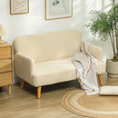 HOMCOM 2 Seater Sofa With 21cm Thick Padding And Wood Legs - Cream/Grey/Yellow