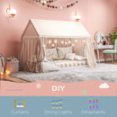 HOMCOM Wooden Single Bed Frame With Tree House Style, White And Grey